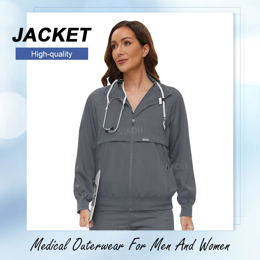 Solid Color Medical Scrub Jackets