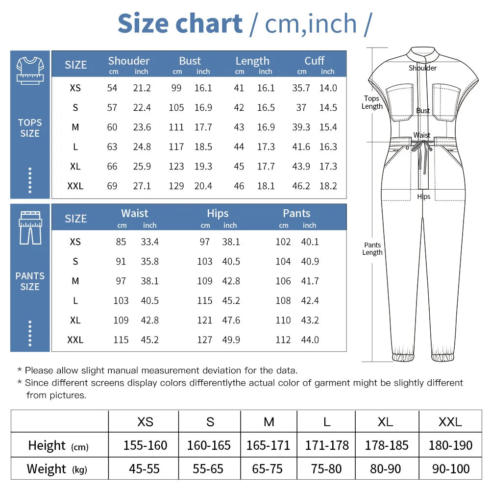 Zipper Neck Jumpsuit Nurse Uniform Short Sleeved Scrubs