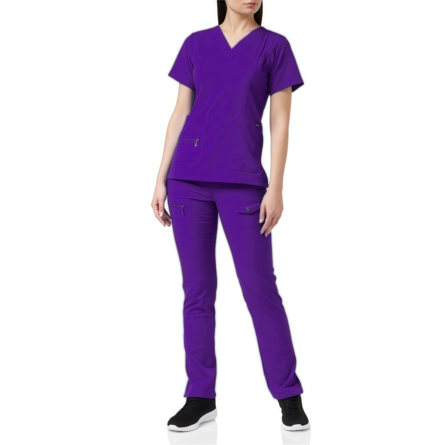 Solid Color Short Sleeved Nursing Scrub Sets