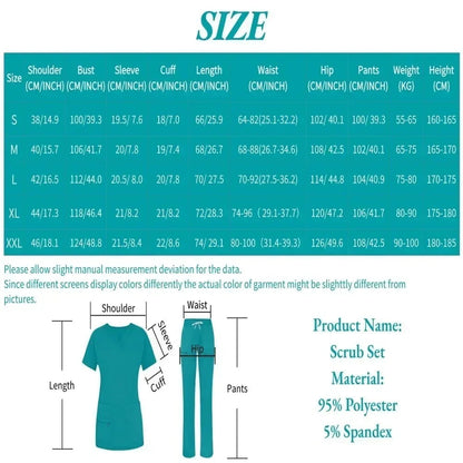 Solid Color Short Sleeved Nursing Scrub Sets