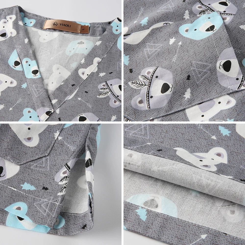 Cartoon Printing Scrubs Tops with Straight Pants