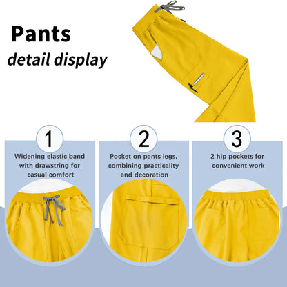 Short Sleeve V-neck Scrubs Tops+ Pants Suit