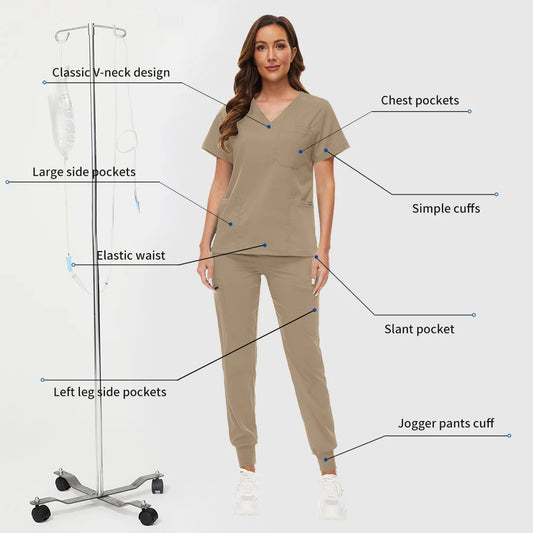 Hospital Scrub Sets Uniform Jogger Suit