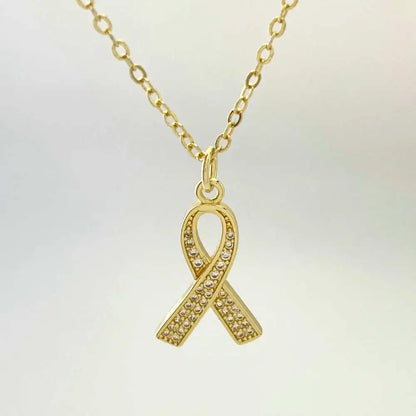 Dainty 18K Gold Plated Breast Cancer Awareness Pendant Necklace