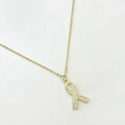Dainty 18K Gold Plated Breast Cancer Awareness Pendant Necklace