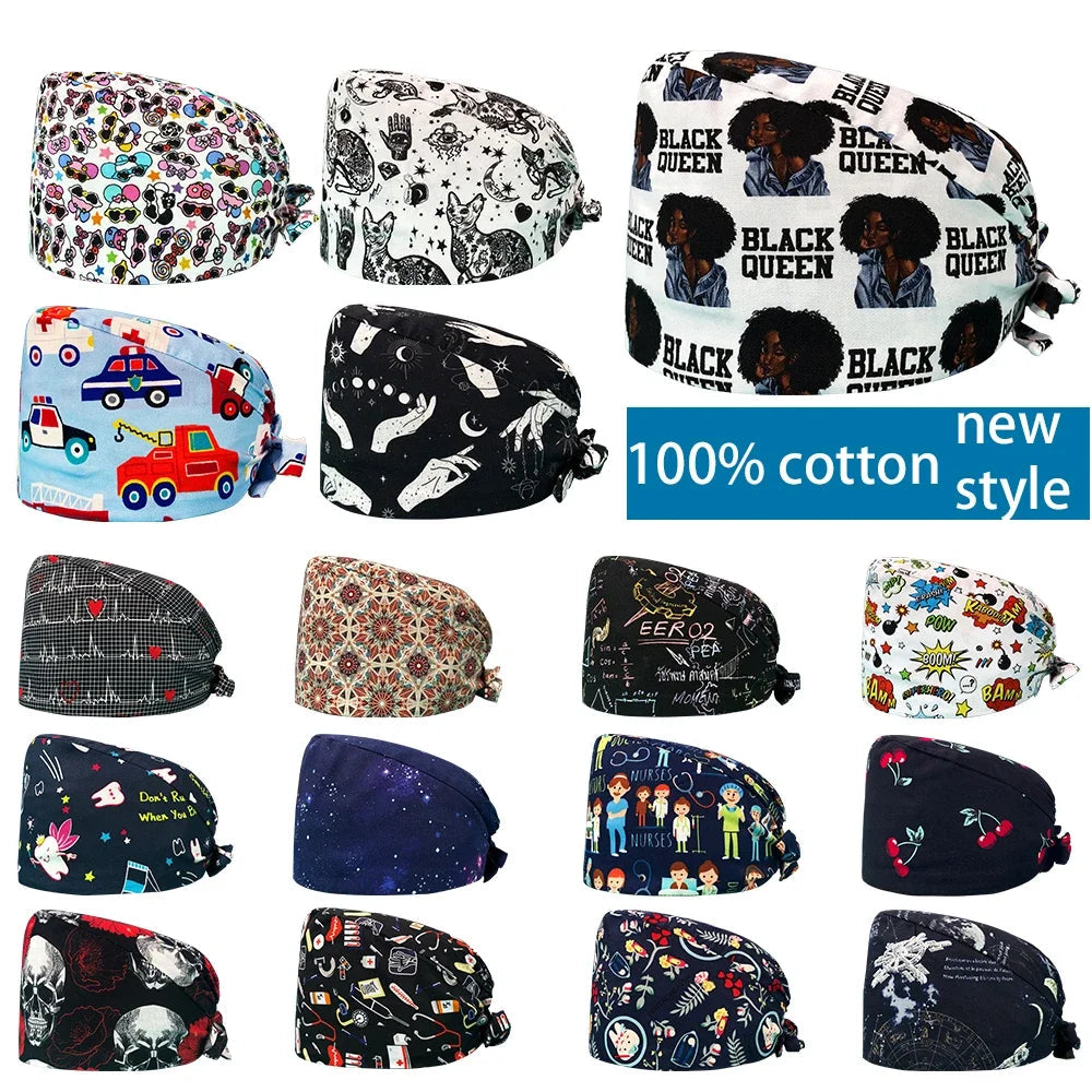 Fashion Print Cotton Surgical Hats