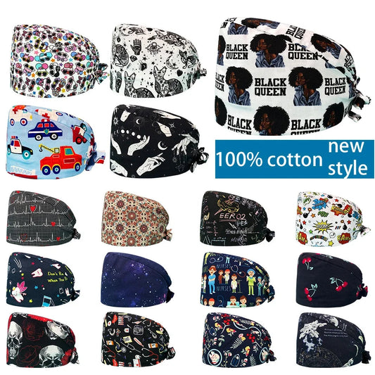 Fashion Print Cotton Surgical Hats