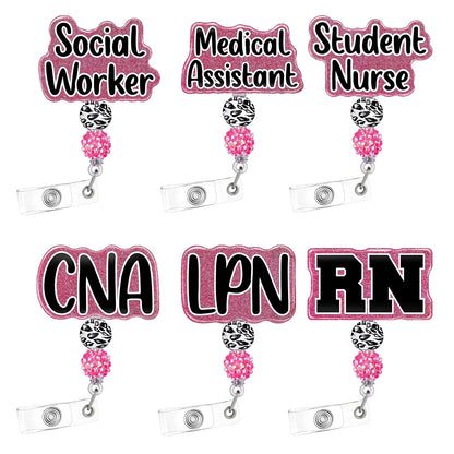Glitter Retractable Nurse Badge