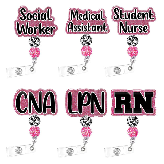 Glitter Retractable Nurse Badge